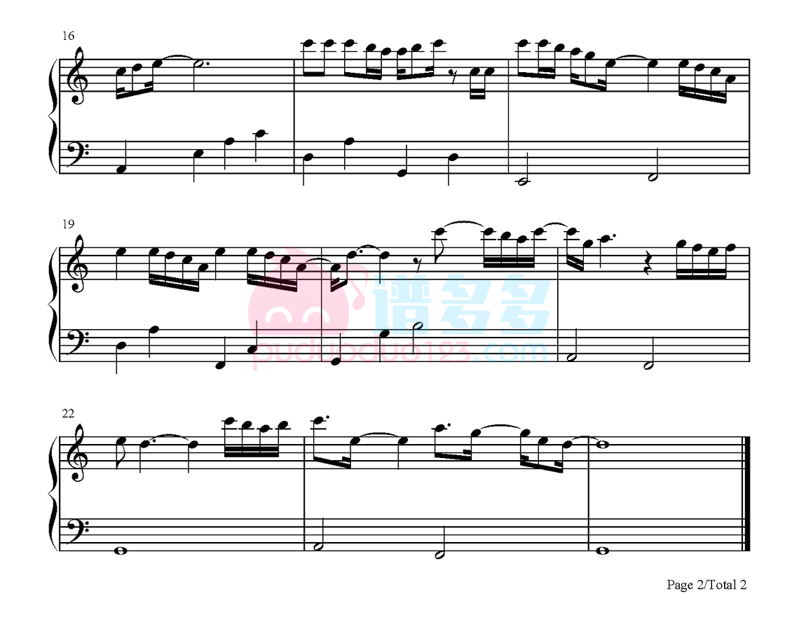 张芸京《仙剑奇侠传》主题曲《偏爱》钢琴谱第2张