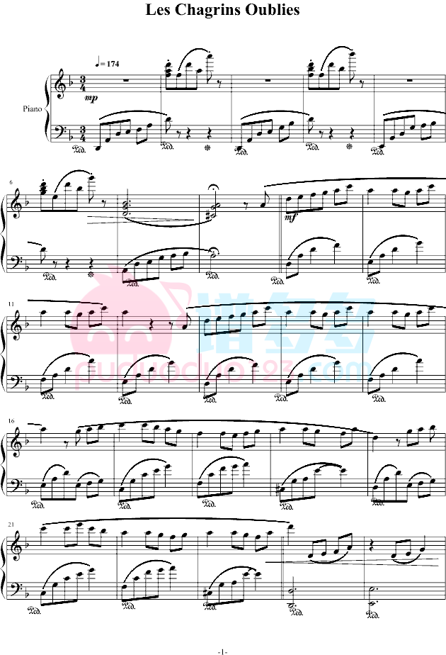 克莱德曼《忘却的悲哀》 钢琴谱第1张