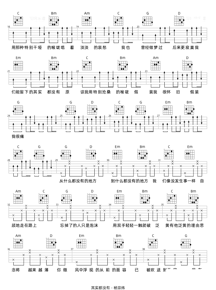 其实都没有吉他谱_杨宗纬_G调弹唱谱_完整六线谱第2张