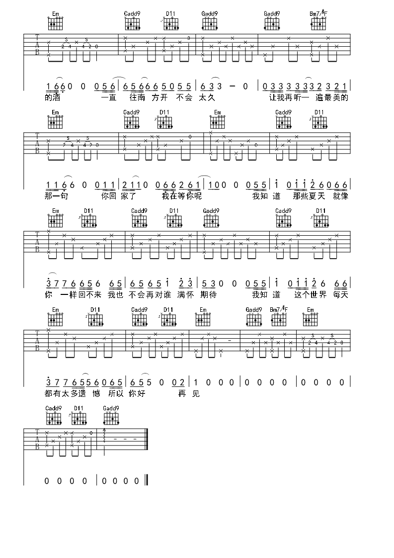 宋冬野《安河桥》吉他谱_吉他弹唱谱_果木浪子编配第2张