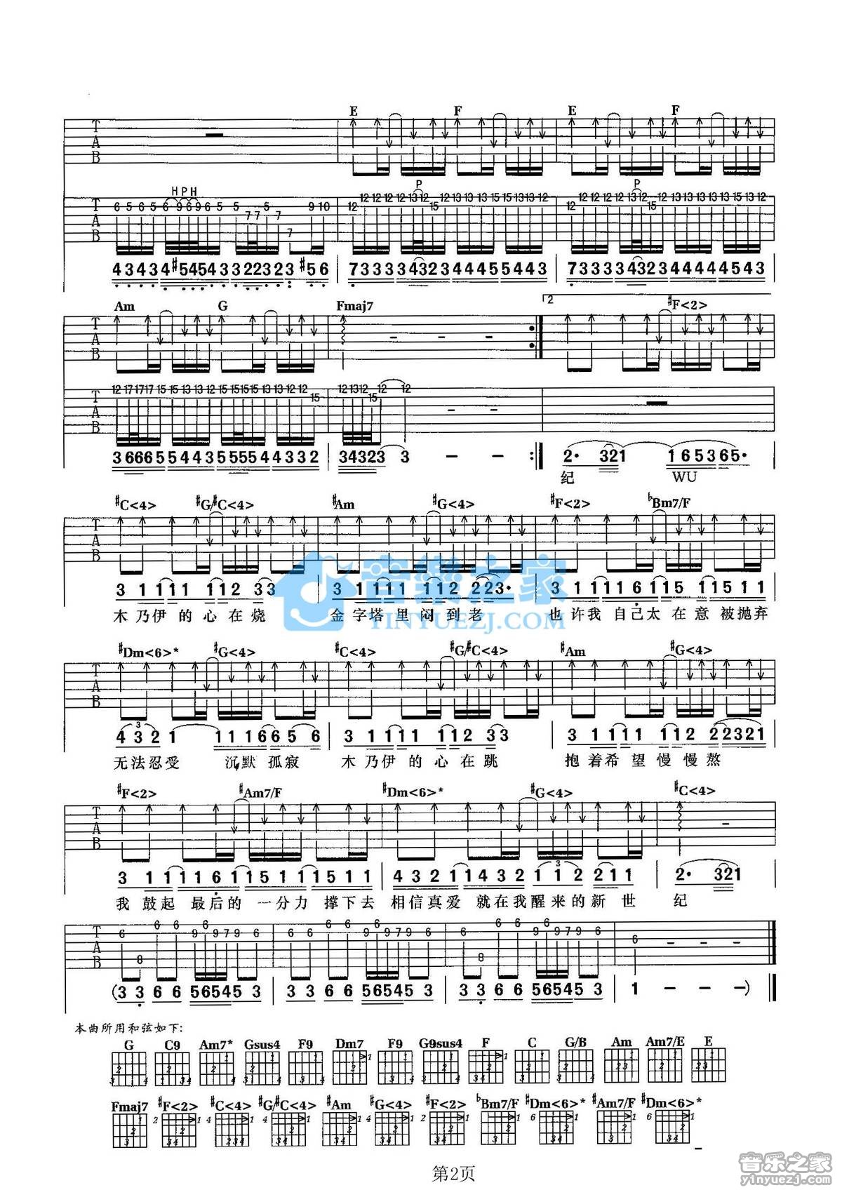 林俊杰《木乃伊》吉他谱_吉他弹唱谱第2张